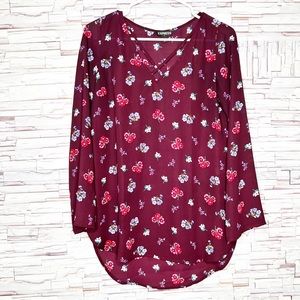EXPRESSLong Sleeve Woman Floral Blouse size XS fits XS-M